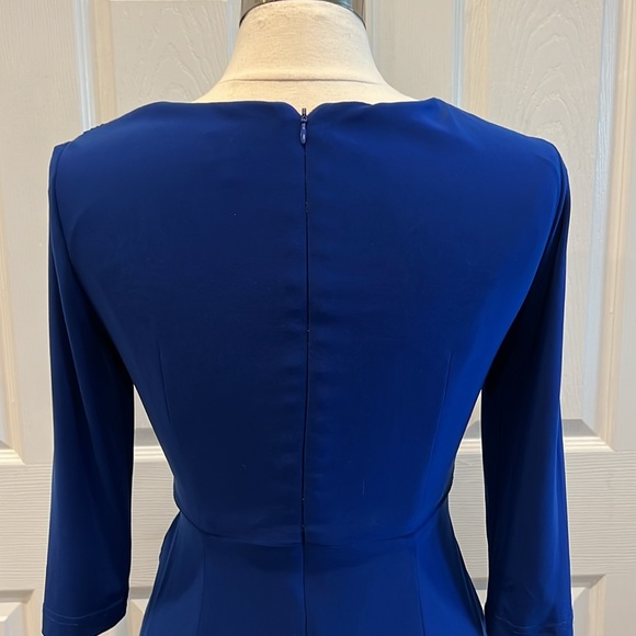 ADRIANNA PAPELL Royal Blue Twist Side Gathered Dress - Picture 6 of 13